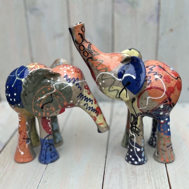Elizabeth Pickup Pottery Ceramic Artist Sabden example work Elephants