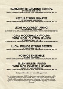 Clitheroe Concert Society, Ribble Valley, Lancashire, UK, Music, concerts
